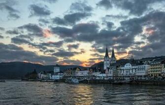 Wallpaper The City Evening Rhine Image For Desktop Section