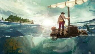 Octopus Monster Art Sea People Island The Raft Wallpaper And
