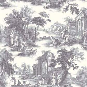 Villandry Wallpaper In Grey Toile De Jouy Designer