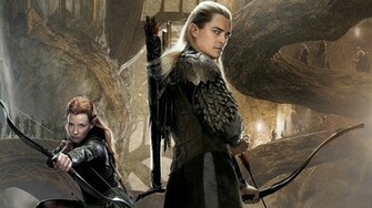 Orlando Bloom Legolas Evangeline Lilly Tauriel Bow Arrow Elf Wallpaper