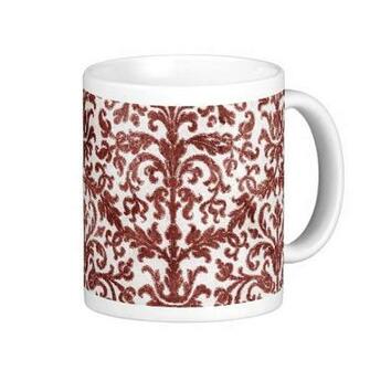 Red And White Damask Wallpaper Pattern Classic Coffee Mug