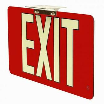Ultra Thin Photoluminescent Exit Sign With Red Background