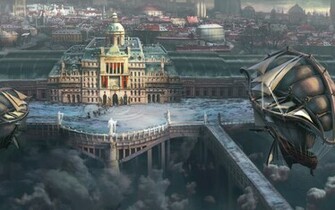 Steampunk Blimp Fantasy Wallpaper