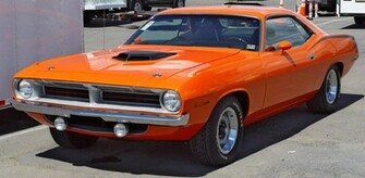 Plymouth Hemi Cuda Orange Front Angle