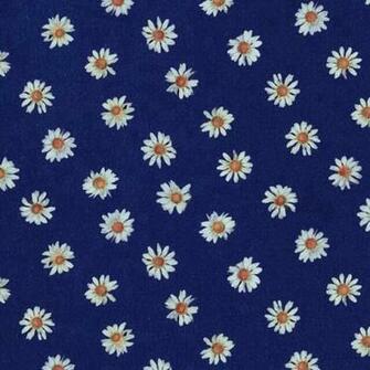 Navy Blue Background White Daisies Print Prints
