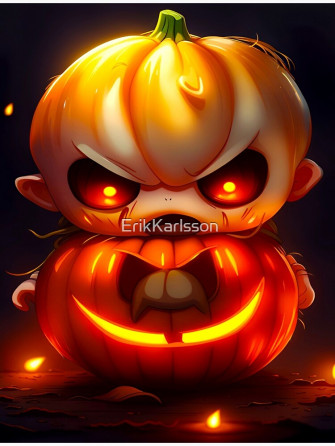 Halloween Chibi Sinister Spooky Baby Monster And Pumpkin Tshirt