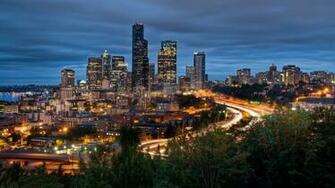 Wallpaper Seattle United States Washington Night 4k