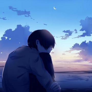 Wallpaper Boy Alone Sad Anime iPad