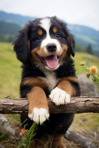 Adorable Bernese Mountain Dog Puppy Photo Wallpaper