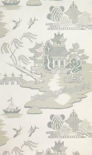 Chinese Willow Historic Reproduction Wallpaper Per Roll