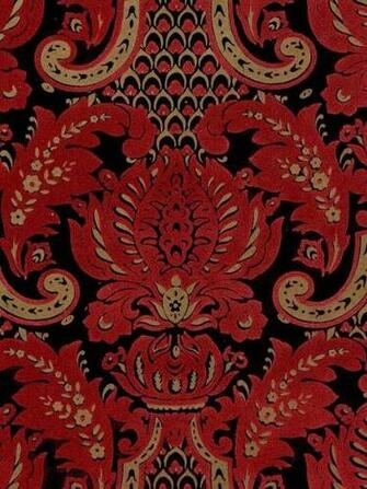 Pattern Flk Name Victorian Flocked Velvet Wallpaper Red