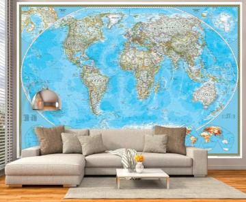 National Geographic World Map Classic Blue Ocean Political