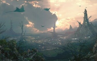 Fantasy City Tree Photo Wallpaper HD