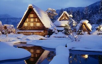 Winter Wallpaper Met Houten Huizen HD