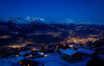 Wallpaper Winter Snow Mountains Night The City Lights