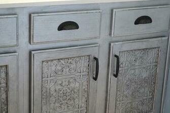Love How The Cup Pulls Mimic Lines In Tin Tile Wallpaper