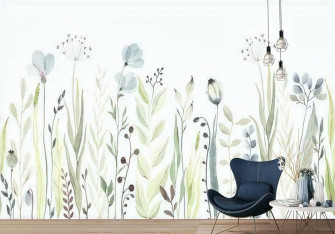 Pvc Wallpaper Horizontal Seamless Pattern With Greenery