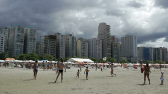 People Enjoying A Summer Day At Santos Beach Sao Paulo
