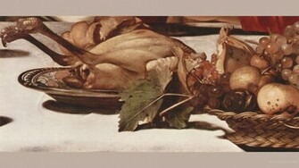 Emmaus Detail Fruits And Poultry Caravaggio Michelangelo Wallpaper