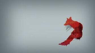 Red Simple Background Grey Foxes Wallpaper