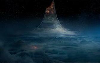 Wallpaper Halo Nightfall Game Ring Planet Clouds