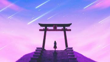 Lonely Girl Comet Minimalist Digital Art 4k Wallpaper