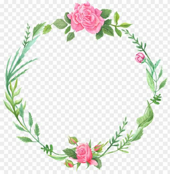 Literary Fan Green Leaf And Flower Wreath Decoration Watercolor