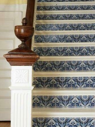 Looks Like Mexican Tile On The Stair Risers But I Used Wallpaper
