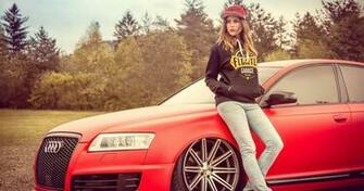 Red Audi A6 And Girl 4k Ultra HD Wallpaper Ololoshenka
