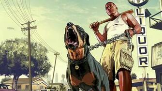 Gta Franklin With A Rottweiler Wallpaper