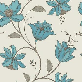 Teal Floral Wallpaper