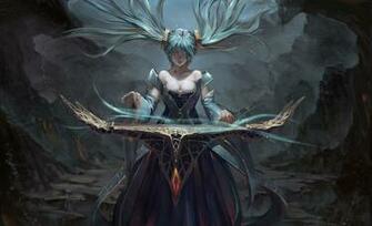 Anime Blue Hair Piano League Of Legends Sona Cave Musical