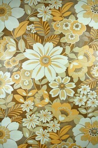 Vintage Floral Wallpaper Yellow Brown