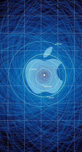 Apple Logo Shelf Cool Blue Solar System Wallpaper Sc iPhone7plus