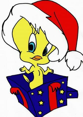 Disney Characters Tweety Merry Christmas Holiday Wallpaper