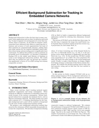 Poster Abstract Efficient Background Subtraction For Tracking In