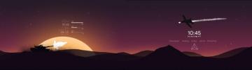 Dual Monitor Setup With A Custom Wallpaper Lines Color Flow