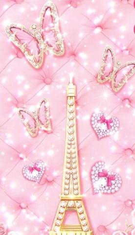 Glitter Paris In Pink Background Bling Wallpaper