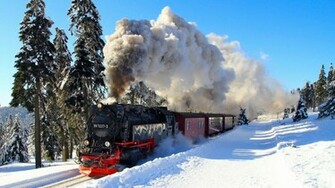 Nice Super Train In Winter Season HD Wallpaper