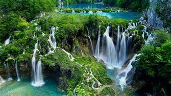 Plitvice Lakes National Park Croatia Cascading Waterfall Wallpaper