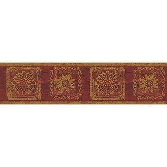 Blue Mountain Gold Contemporary Wallpaper Border Burgundy And