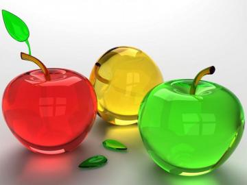 Three Crystal Colorful Apples Red Yellow Green