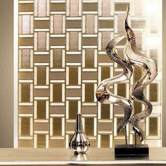 Mosaics Foil Embossed Wallpaper Reflective Walls Modern Mosaic Tiles