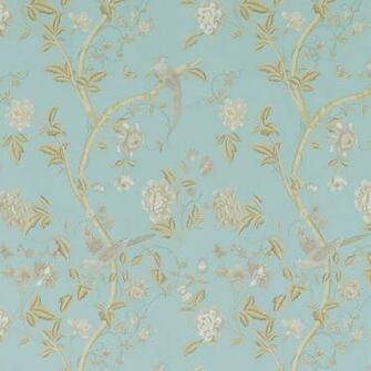 Laura Ashley Summer Palace Powder Blue Floral Wallpaper Welcoming
