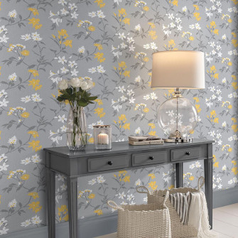 Aeris Grey Yellow Wallpaper