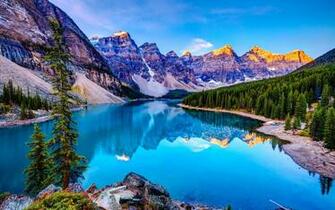Mountains Sky Blue Lake Reflection Clouds Wallpaper Wallpaperbyte