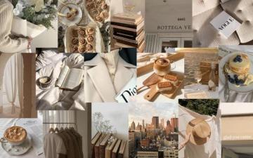 Creme Aesthetic Laptop Collage Macbook Wallpaper