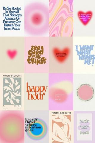 Danish Pastel Aesthetic Wall Collage Kit Room