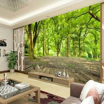 Sunny Forest Landscape Wallpaper Mural Wall Decor In