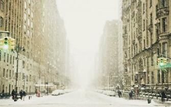 Winter Snow City Street Metropolis Wallpaper Background HD